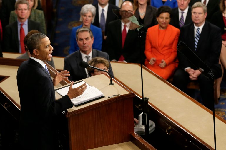 President Barack Obama gives his State of the Union address on Capitol Hill in Washington, Tuesday Jan. 28, 2014. (AP Photo/J. Scott Applewhite)