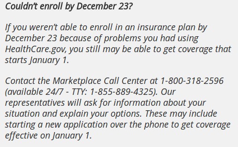 Healthcare.gov Still Promoting Coverage Effective January 1