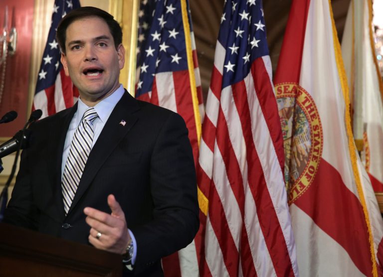Sen. Marco Rubio took shots at President Obama's political resume Tuesday morning.Â (Alex Wong/Getty Images)