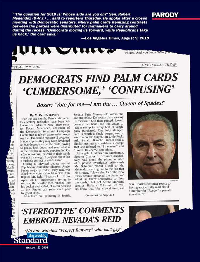 Democratic senators fumble with palm cards