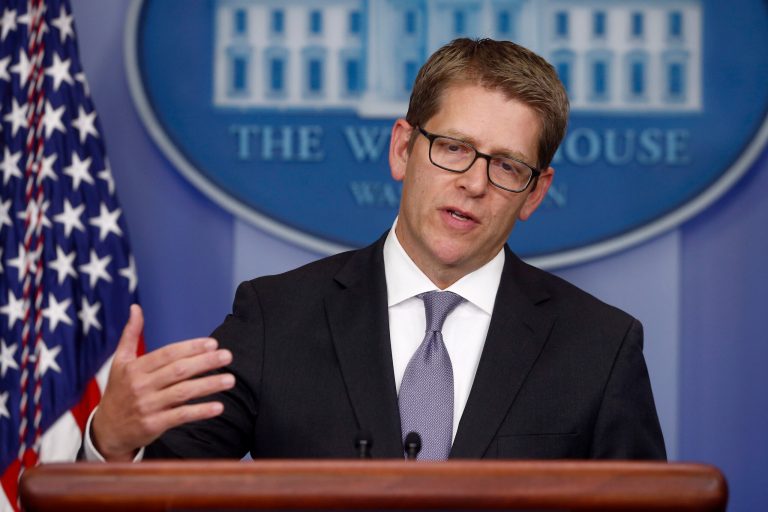 White House press secretary Jay Carney briefs reporters in the Brady Press Briefing Room of the White House in Washington, Wednesday, Oct. 9, 2013. Carney opened with remarks on Secretary of Veterans Affairs Eric Shinseki's testimony on Capitol Hill regarding veterans benefits and the partial government shutdown. (AP Photo/Charles Dharapak)