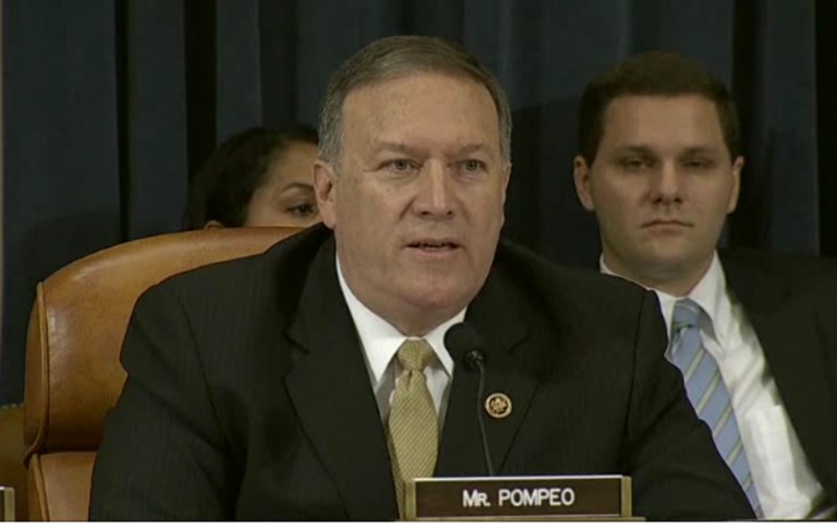 Rep. Mike Pompeo, R-Kan., was the first to ask why no one has been fired yet. (Screengrab)