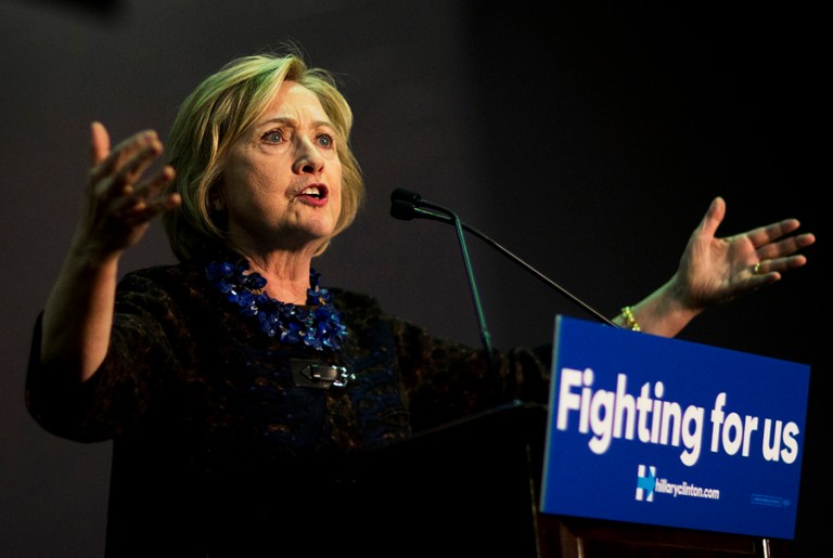 Clinton's campaign emphasized that its average donation for the month was less than $50, and that more than half of the donations came from online grassroots solicitations. (AP Photo/David Goldman/File)