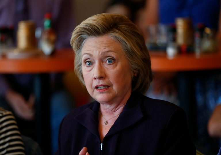 Hillary Clinton's presidential campaign has launched a new fundraising effort bearing the name of presumptive Republican nominee Donald Trump. (AP Photo/Paul Sancya)