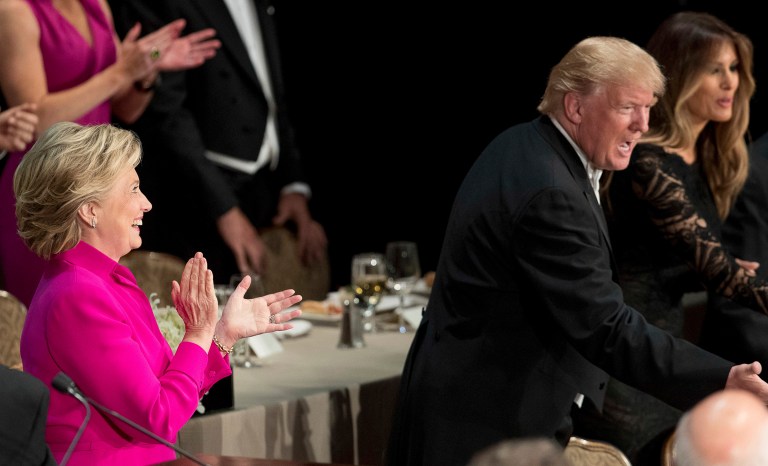 The Al Smith Dinner offered Hillary Clinton and Donald Trump a chance to lob playful jokes at each other and themselves. (AP Photo/Andrew Harnik)