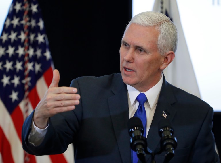 Pence refuses to comment on why Trump has delayed the immigration order. (AP Photo/Manuel Balce Ceneta)