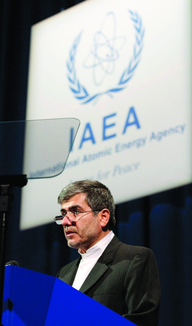 Fereidoun Abbasi Davani, Iran's Vice President and Head of Atomic Energy Organization delivers a speech at the general conference of the International Atomic Energy Agency, IAEA, at the International Center, in Vienna, Austria, Monday, Sept. 17, 2012. (AP Photo/Ronald Zak)