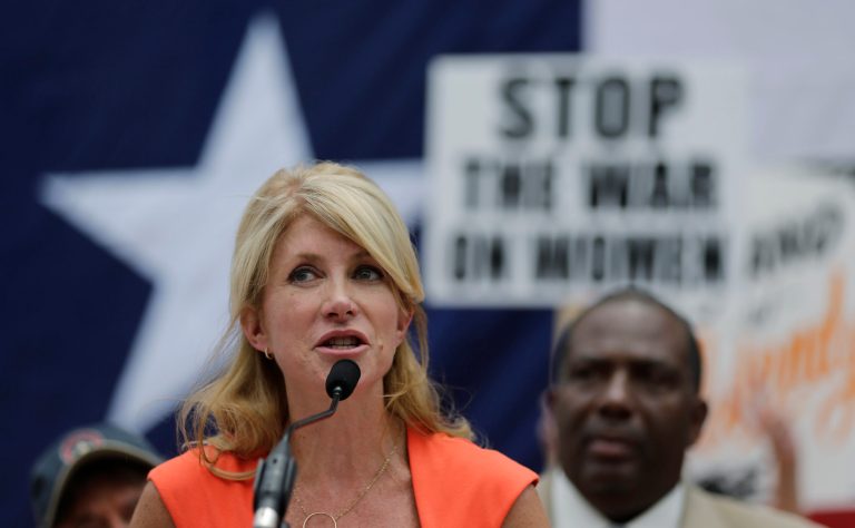Texas state Sen. Wendy Davis, D-Fort Worth, speaks during a rally against abortion legislation in Austin on Monday. (AP/Eric Gay)