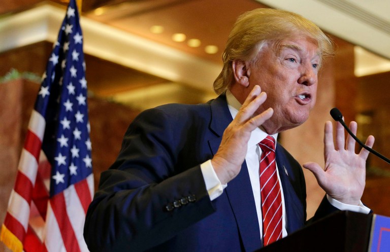 The Trump camp's response Friday to Hillary Clinton's tax return challenge focused mostly on questions regarding her years at the State Department. (AP Photo/Julie Jacobson)