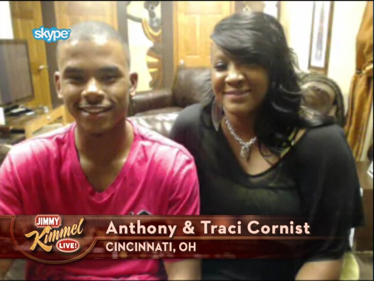   This image from video released by ABC shows Anthony Cornist, left, and his mother Traci Cornist, of Cincinnati, Ohio, during a Skype appearance on 