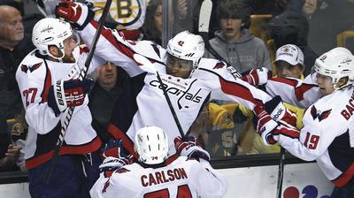 Charles Krupa/AP
Capitals right wing Joel Ward, right, scored the game-winning goal against the Boston Bruins during overtime of Game 7.