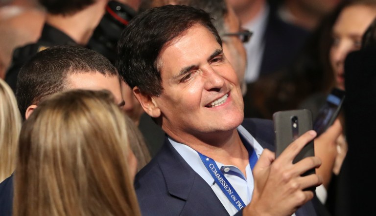 The divide between Cuban and Trump has widened since February when the NBA Dallas Mavericks owner took home 41 percent to Trump's 40 percent. (Joe Raedle/Pool via AP)