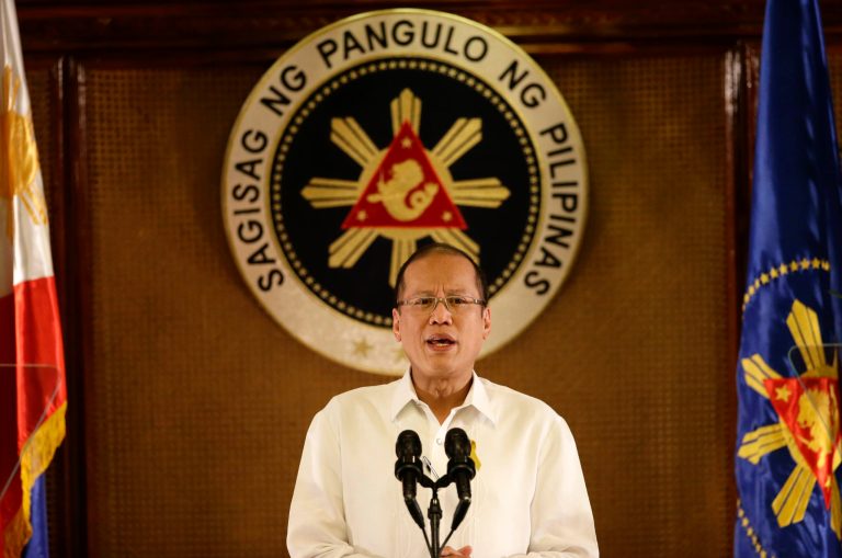 Philippine President Benigno Aquino III addresses the nation in a live broadcast from the Presidential Palace in Manila, Philippines Monday, July 14, 2014. The president defended the Government's position in the now controversial Disbursement Acceleration Program (DAP) or the alleged funding of programs by the government from its savings which was ruled as unconstitutional by the Philippine Supreme Court recently. (AP Photo/Bullit Marquez)
