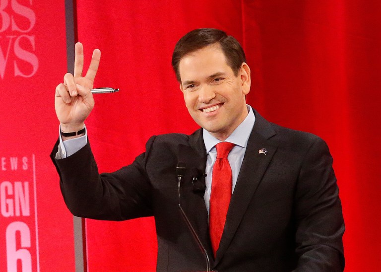 Thirty-two percent of debate watchers told a CBS poll that Republican presidential candidate Sen. Marco Rubio performed the best in the debate. (AP Photo/John Bazemore)