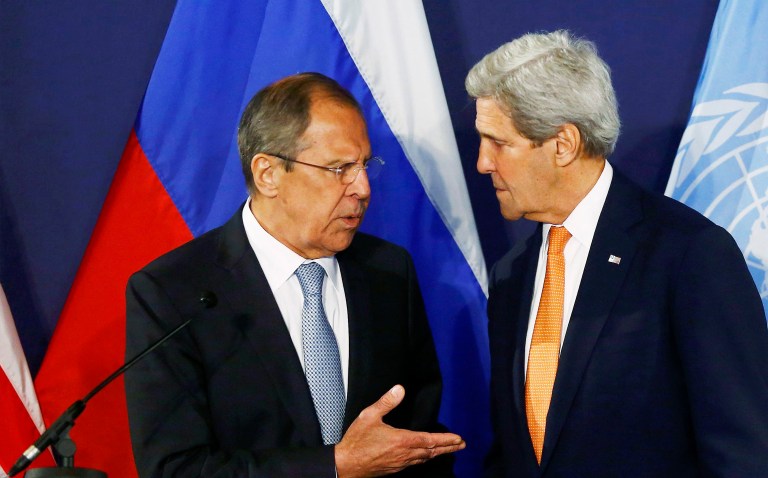 Secretary of State John Kerry has resumed bilateral negotiations with Russia over the Syrian civil war, though a spokesman walked back the suggestion that Kerry resumed speaking directly with Russian Foreign Minister Sergei Lavrov, left. (Leonhard Foeger/Pool Photo via AP)
