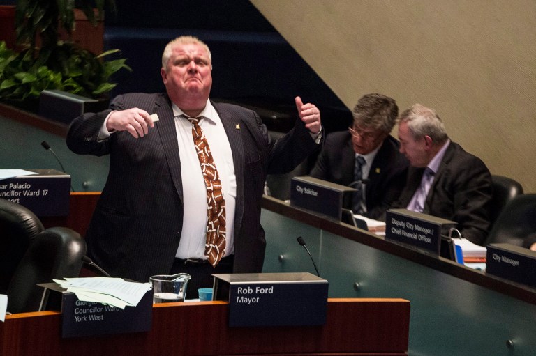 Former Toronto Mayor Rob Ford, who died from cancer in March, still has an active account on Twitter. And today, that account reentered the political fray. (AP Photo/The Canadian Press, Chris Young)