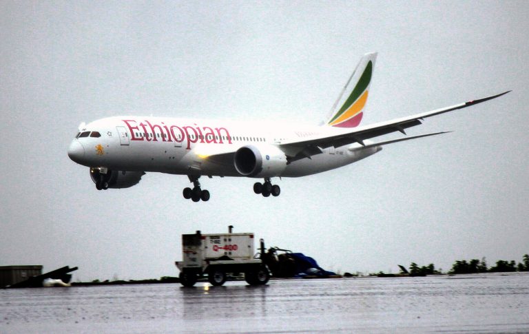   FILE - In this Friday, Aug.17, 2012 file photo, an Ethiopian Airlines Dreamliner Boeing 787 lands at Bole International airport in Addis Ababa, Ethiopia. A senior Ethiopian Airlines official said Thursday, Dec. 13, 2012 that a merger proposal made recently by the chief executive of Kenya Airways is not practical. (AP Photo/Elias Asmare, File)  