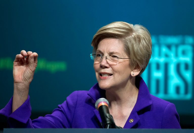 Sen. Elizabeth Warren, D-Mass. speaks about raising wages during the forum AFL-CIO National Summit, Wednesday at Gallaudet University in Washington. (AP/Jose Luis Magana)