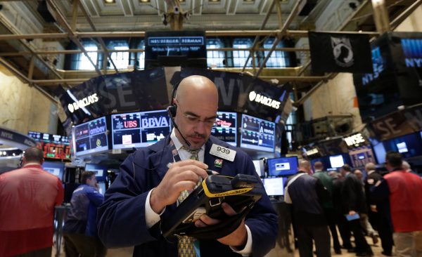 Stocks slip below records; FMC falls
