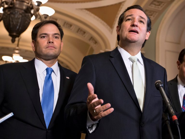 Rubio (left) and Cruz represent subtle but important distinctions over the proper role for the U.S. overseas. (AP File Photo)