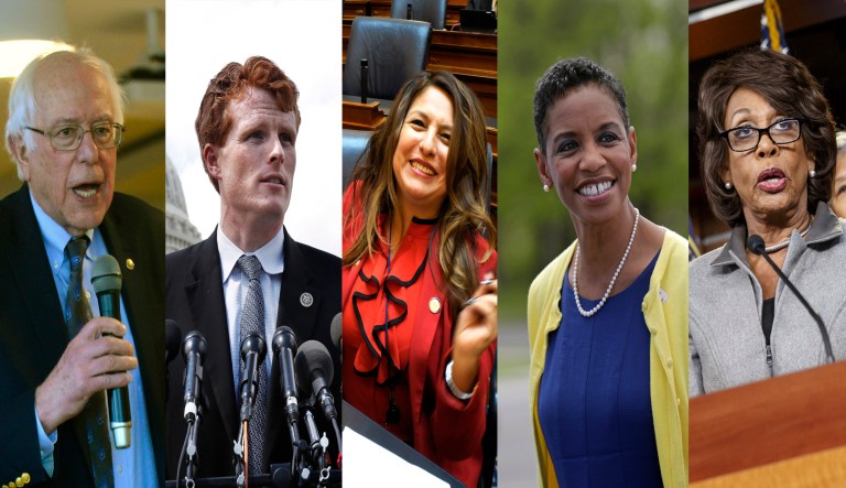 Sen. Bernie Sanders, Rep. Joe Kennedy, Virginia Delegate Elizabeth Guzman, former Rep. Donna Edwards, and Rep. Maxine Waters will respond to President Trump's State of the Union address Tuesday night. (AP)