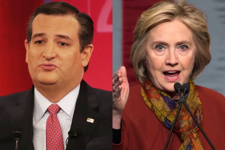 Two interesting results stand out among this week's polls concerning Ted Cruz and Hillary Clinton. (AP Photos)