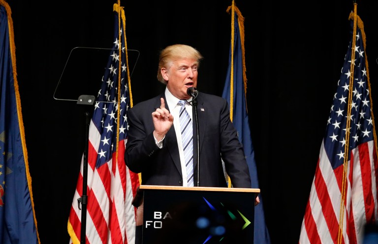 Republican presidential candidate Donald Trump focuses on scrapping 