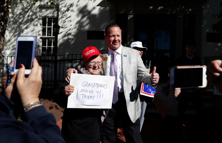 Corey Stewart, who is running for Virginia governor, was one of the organizers of the Monday protest. (AP Photo/Carolyn Kaster)