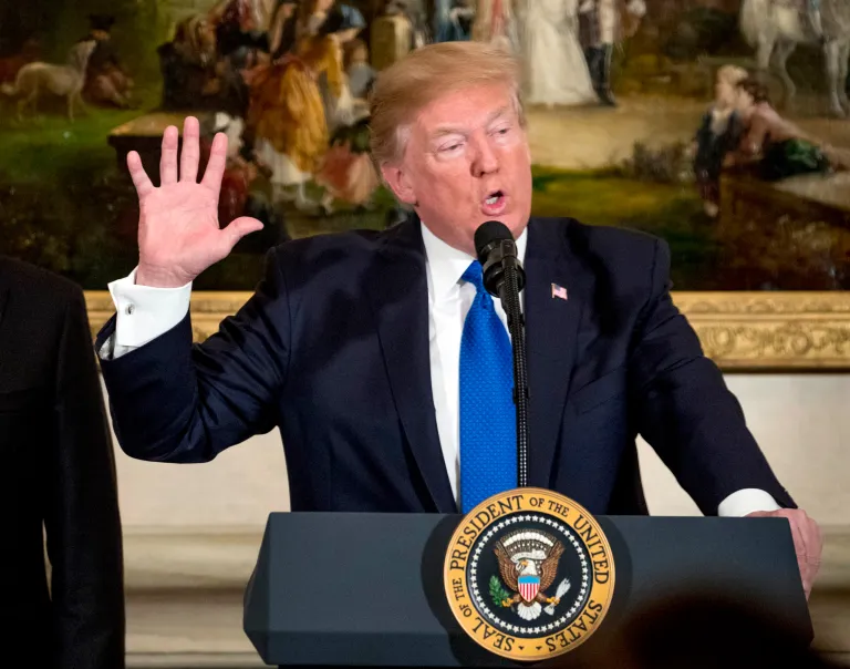 President Donald Trump speaks during a meeting with U.S. and Japanese Business Leaders at the U.S. Ambassador's residence, Monday, Nov. 6, 2017, in Tokyo. Trump is on a five country trip through Asia traveling to Japan, South Korea, China, Vietnam and the Philippines. (AP Photo/Andrew Harnik)
