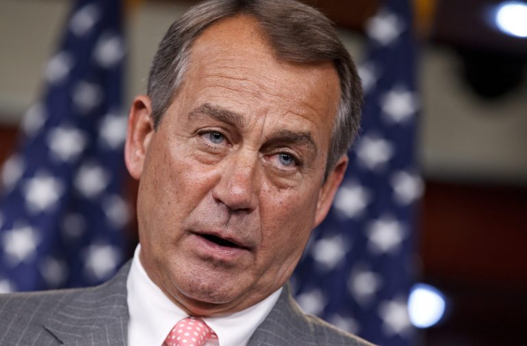 House Speaker John Boehner of Ohio meets with reporters on Capitol Hill in Washington, Thursday, June 28, 2012, to talk about the Supreme Court ruling on the Affordable Care Act.  (AP Photo/J. Scott Applewhite)