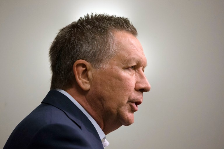 Ohio Gov. attacks rival for first time in months. (AP Photo/John Minchillo)