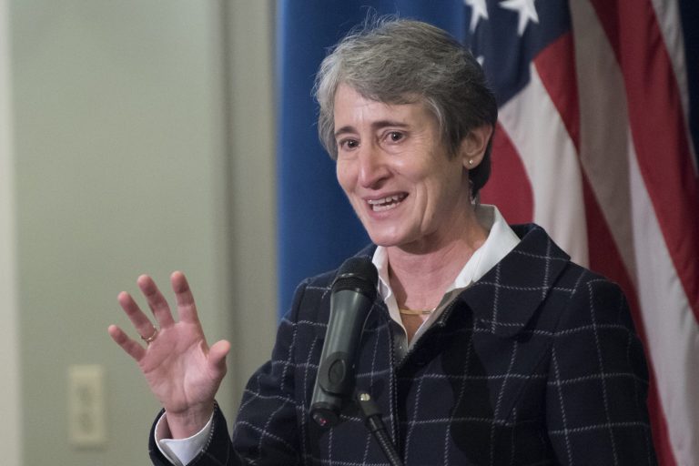 Interior Secretary Sally Jewell faced fresh Republican scolding in Congress Wednesday over her agency's investigation into the summer's spill of toxic sludge into the waterways of three states. (AP Photo)