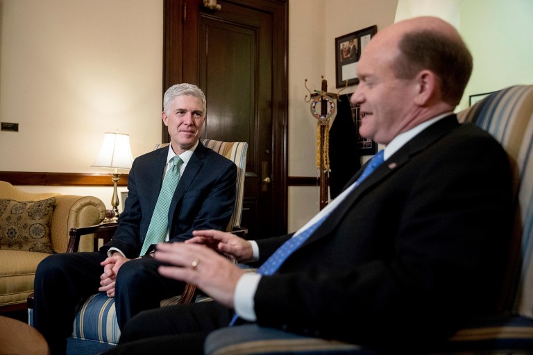 Either Coons caved to pressure from the hard Left or he believes Gorsuch to be 