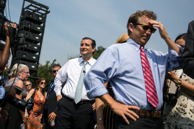 Ted Cruz would no doubt be prepared to aggressively attack Rand Paul for his foreign policy views. (Getty Images File)