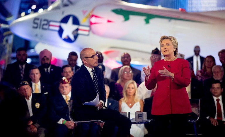The editorial boards of the Washington Post and the New York Times, for example, both claimed enough is enough following Hillary Clinton's appearance in a presidential forum moderated by NBC News' Matt Lauer Wednesday evening. (AP Photo/Andrew Harnik)