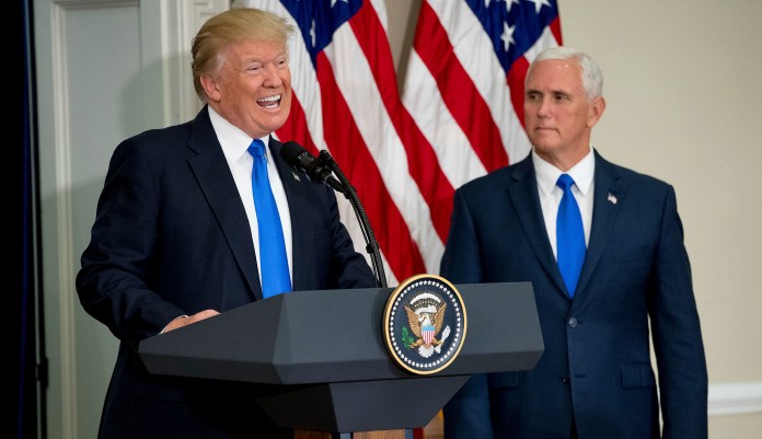 The Trump administration has a dangerous and increasingly frequent habit of talking out of two sides of its mouth. (AP Photo/Andrew Harnik)