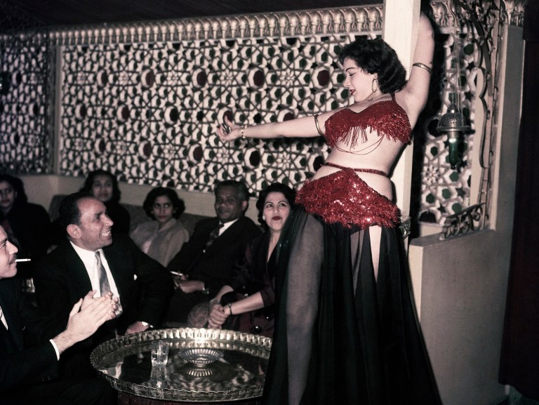 FILE - In this March 25, 1956 file photo, Ferial, a belly dancer, performs at the Abdin Casino in Cairo, Egypt. gypt's top religious body has demanded Wednesday, Sept. 3, 2014 a new belly-dancing TV show be suspended for 