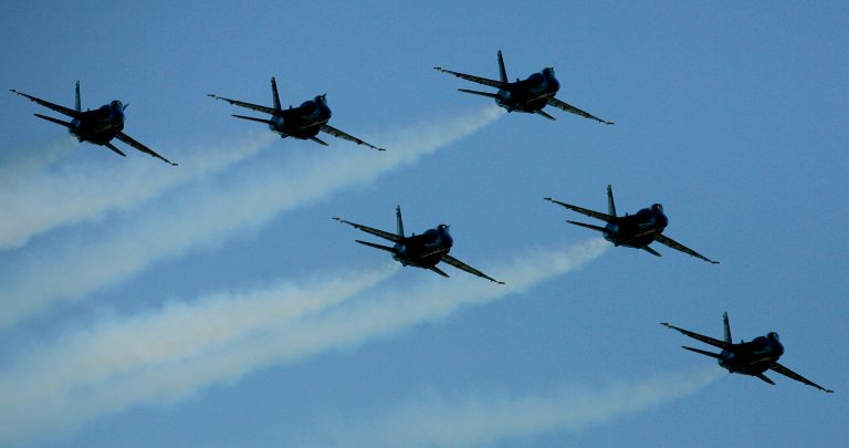 Budget cuts may affect the Navy's Blue Angels fighter pilots. (AP Photo/Ben Margot)