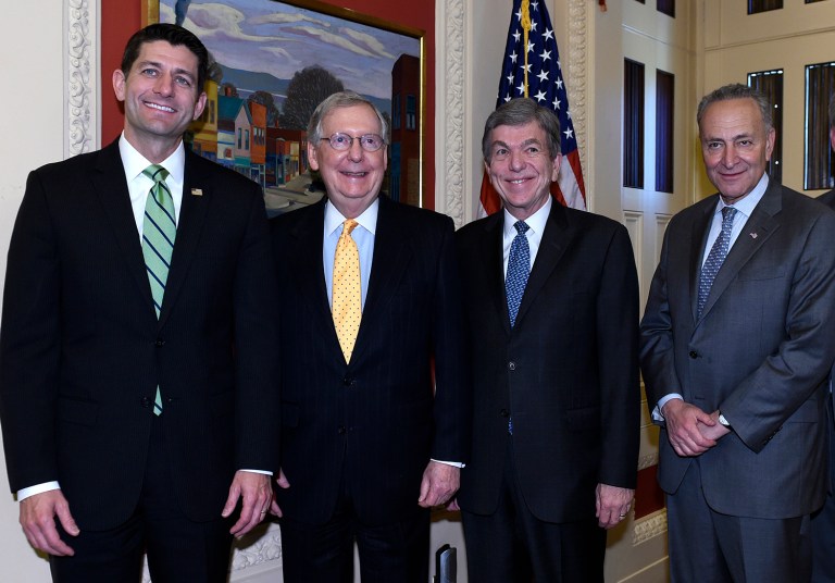 House Speaker Paul Ryan, Senate Majority Leader Mitch McConnell, Sen. Roy Blunt, Sen. Chuck Schumer will 