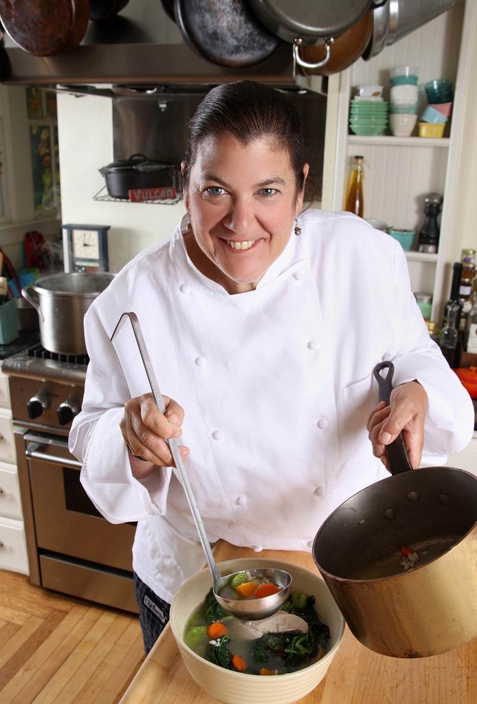 Chef Ris Lacoste walking the restaurant weight off