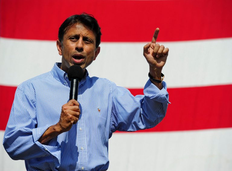 Louisiana Gov. Bobby Jindal speaks during a rally in Greenville, S.C. (AP/ Richard Shiro)