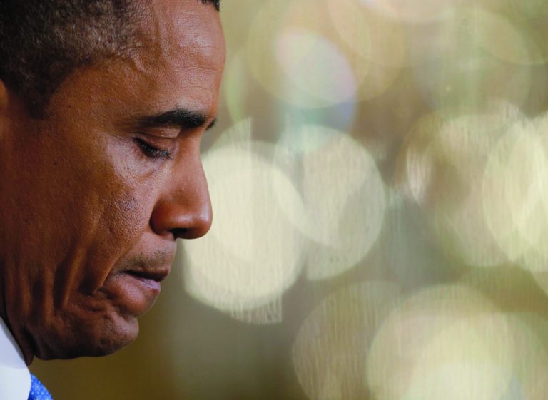 President Barack Obama pauses before answering a question from members of the media during a press conference in the East Room of the White House in Washington, Monday, Jan. 14, 2013. (AP Photo/Pablo Martinez Monsivais)