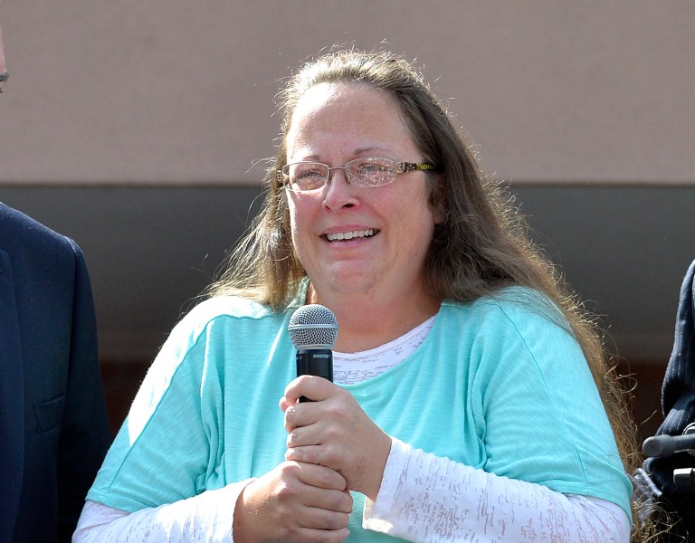 Kentucky clerk Km Davis was temporarily imprisoned for refusing to hand out marriage licenses to same-sex couples. (AP Photo)