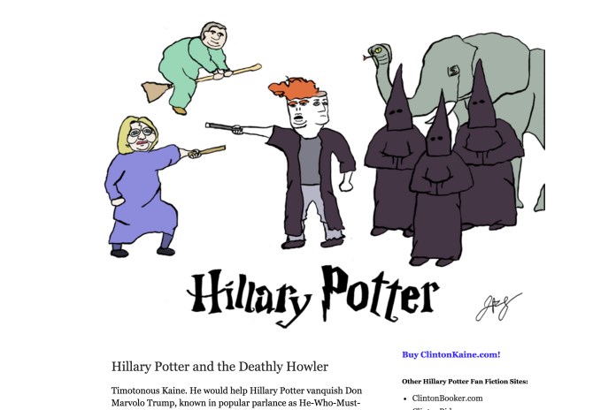 A new website named after the Democratic ticket, ClintonKaine.com, is working to inform voters about "Hillary Potter" and "Timotonous Kaine."