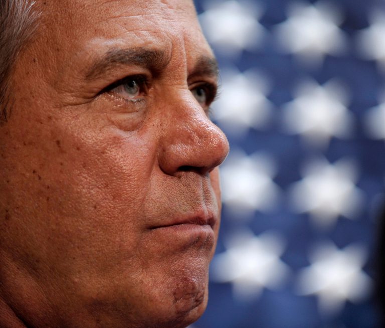 House Speaker John Boehner of Ohio listens during a news conference on Capitol Hill in Washington, Thursday, Oct. 10, 2013, following a meeting with House Republicans. Boehner said  Republicans will advance legislation to temporarily extend the government's ability to borrow to meet its obligations.  (AP Photo/Susan Walsh)