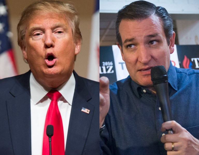 In the latest Quinnipiac University survey released Tuesday, Trump gets 31 percent of the vote in Iowa, while Cruz has 29 percent, the same figures as the university's last such poll released Jan. 11. (AP photos)