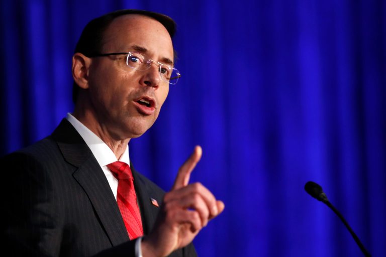 Deputy Attorney General Rod Rosenstein was asked by Fox News about whether it would ever be proper for an FBI director to take notes on a meeting with the president and then leak them to the press. (AP Photo/Jacquelyn Martin)