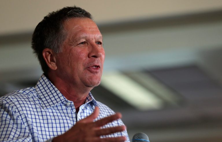 Republican presidential candidate, Ohio Gov. John Kasich during a town hall style gathering in Greenland, N.H., Wednesday. (AP Photo/Charles Krupa)