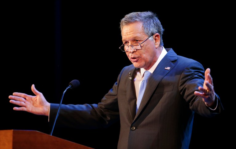Kasich's currently plugging his book and thumbing his nose at a president fighting for his political life. (AP Photo/Ron Schwane)