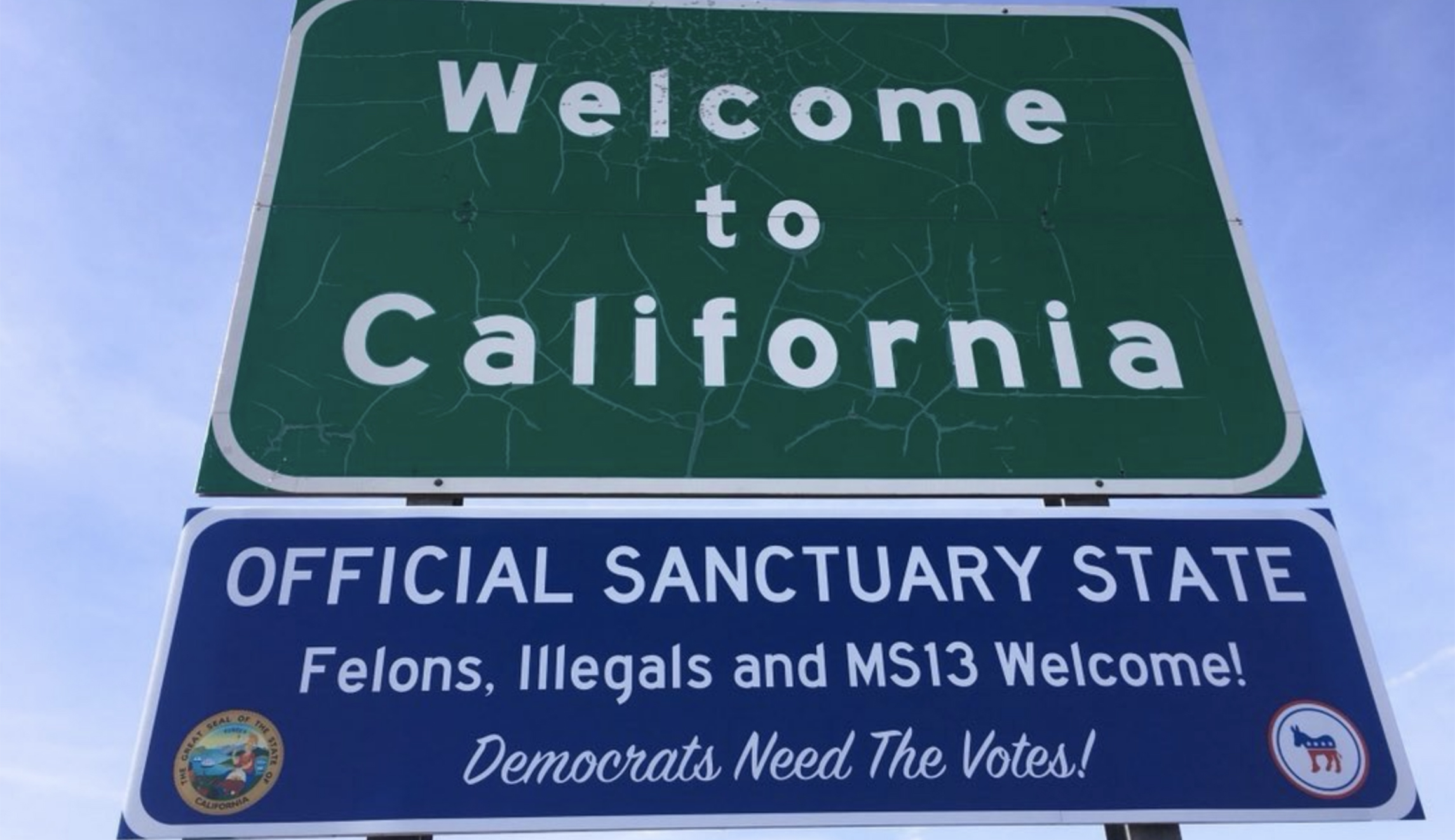 California now confirms up to five prank ‘sanctuary state’ signs posted across the state